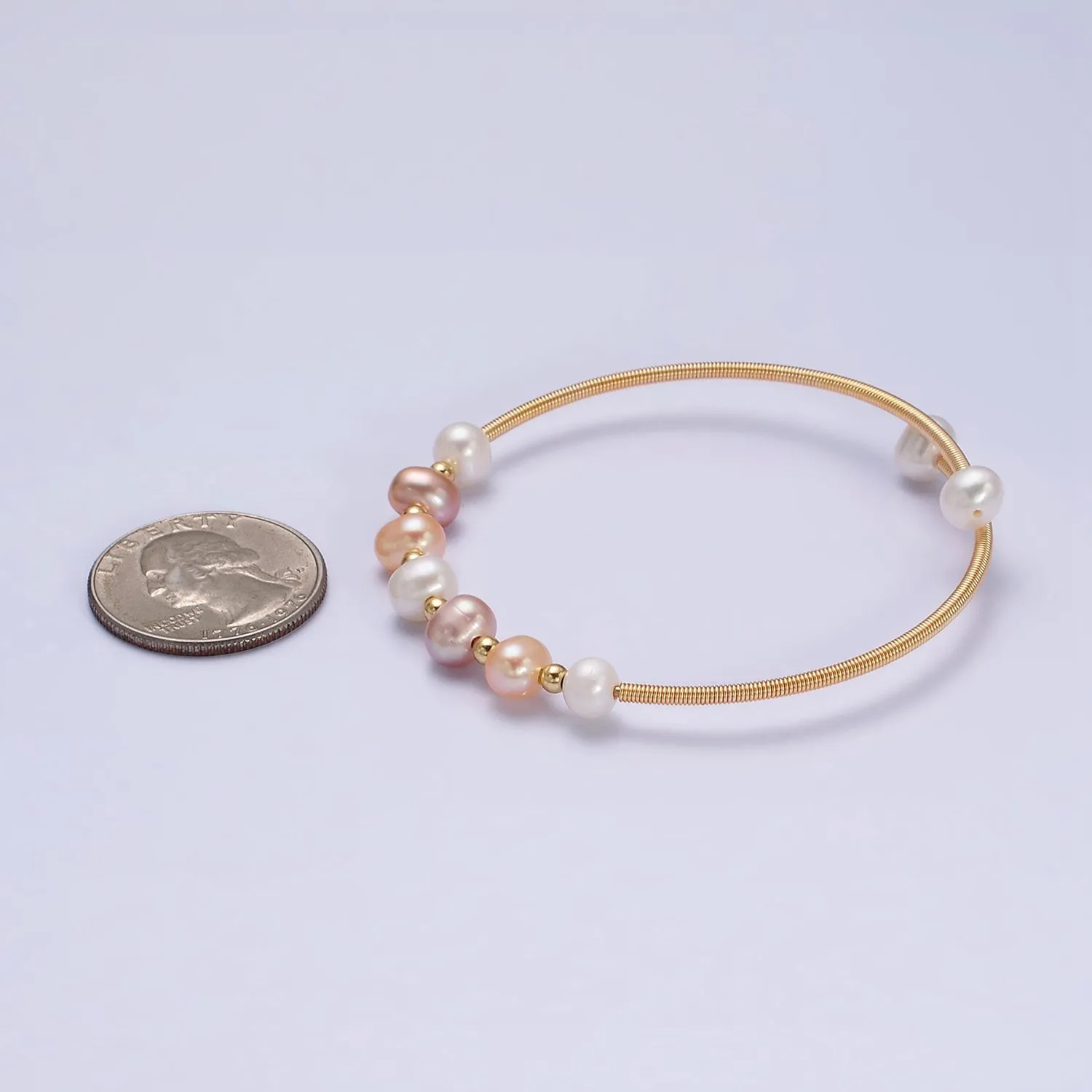 Petite Pearl Bangle Bracelet Layering Jewelry for Minimalist Bracelet Wedding Jewelry WA1866 WA1867