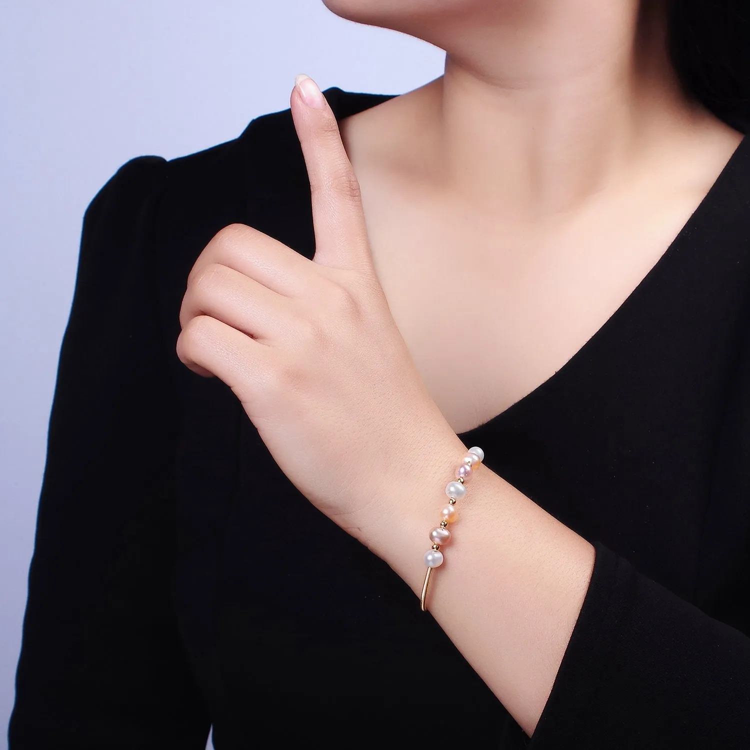 Petite Pearl Bangle Bracelet Layering Jewelry for Minimalist Bracelet Wedding Jewelry WA1866 WA1867