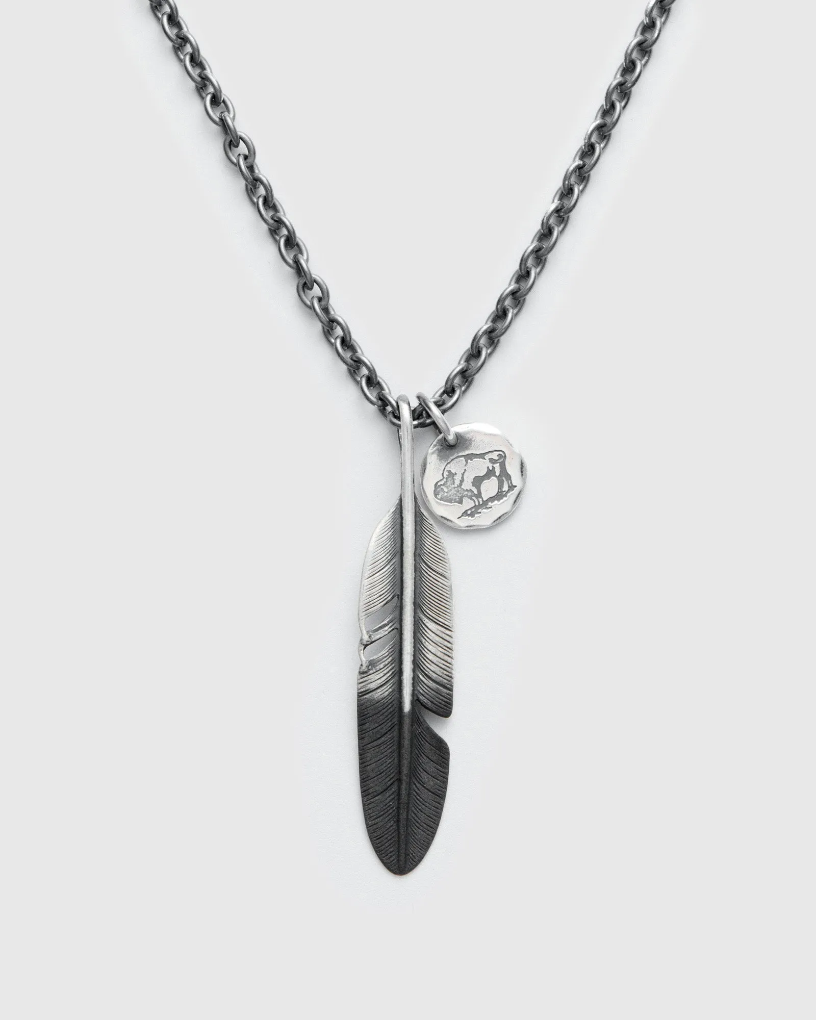 Pherrow's x Peace Feather Necklace in Silver