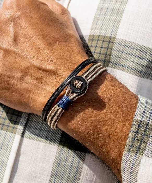 Pig & Hen 'Don Dino' Ivory and Brown Rope Bracelet with Black Shackle - Large