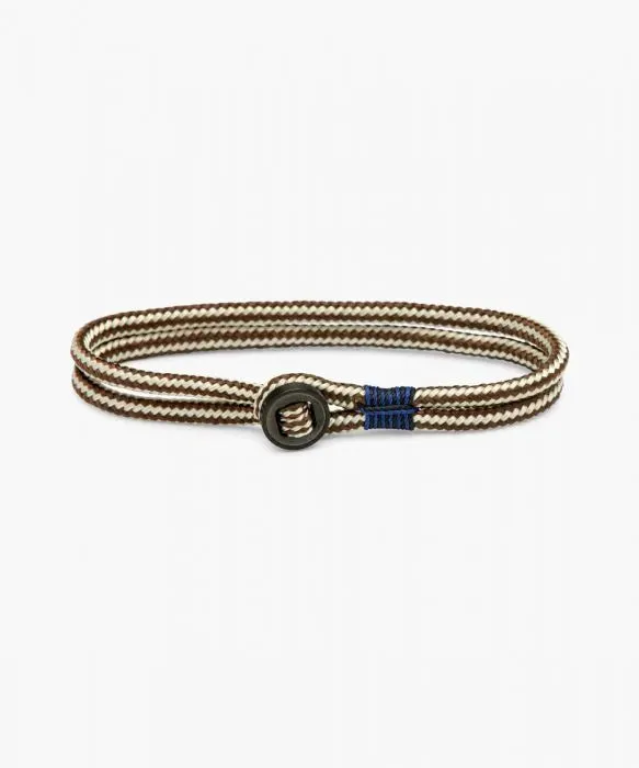 Pig & Hen 'Don Dino' Ivory and Brown Rope Bracelet with Black Shackle - Large