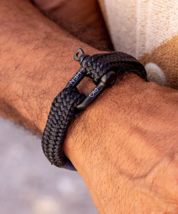 Pig & Hen Men's Marine Rope Bracelet - Gorgeous George - Xtra Large Black