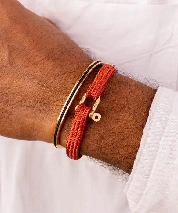 Pig & Hen 'Viscious Vik' Coral Red Rope Bracelet with Gold Shackle