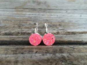 Pink Druzy Earrings