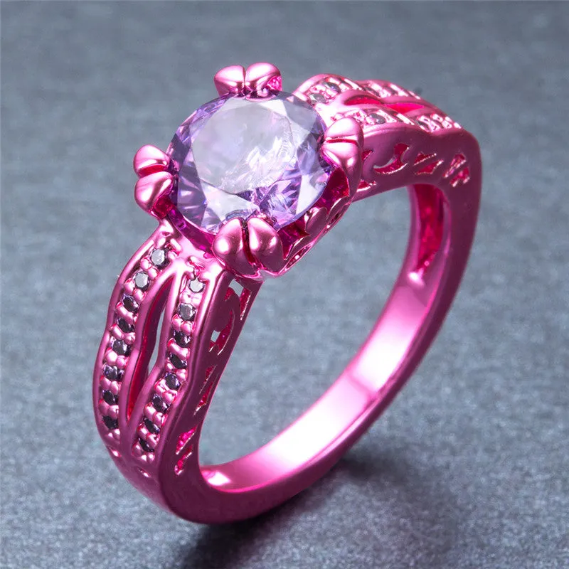 Pink Gold  Purple Zircon Ring