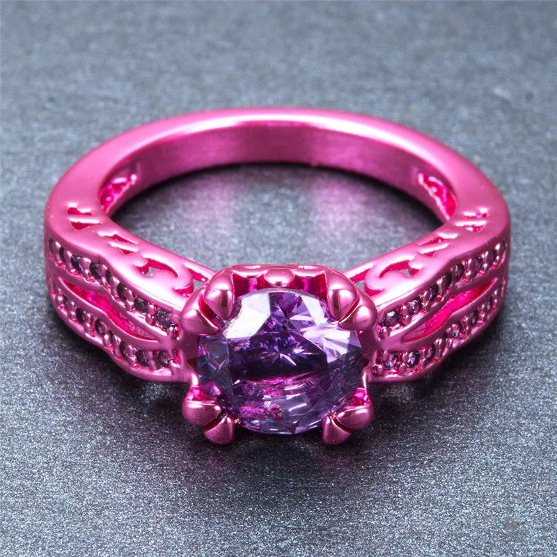 Pink Gold  Purple Zircon Ring