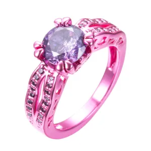 Pink Gold  Purple Zircon Ring