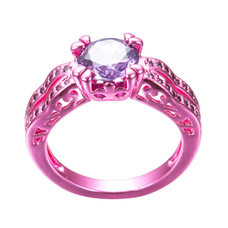 Pink Gold  Purple Zircon Ring