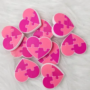 Pink Heart silicone focal beads for Valentine's Day
