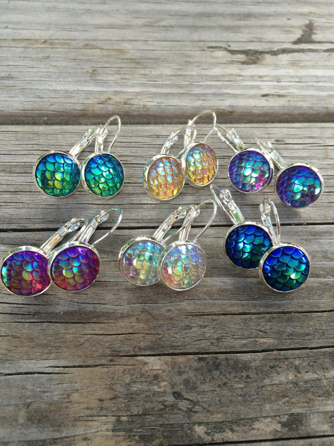 Pink Mermaid Scale Earrings