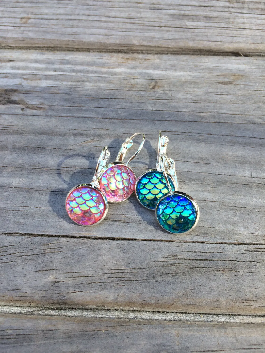 Pink Mermaid Scale Earrings