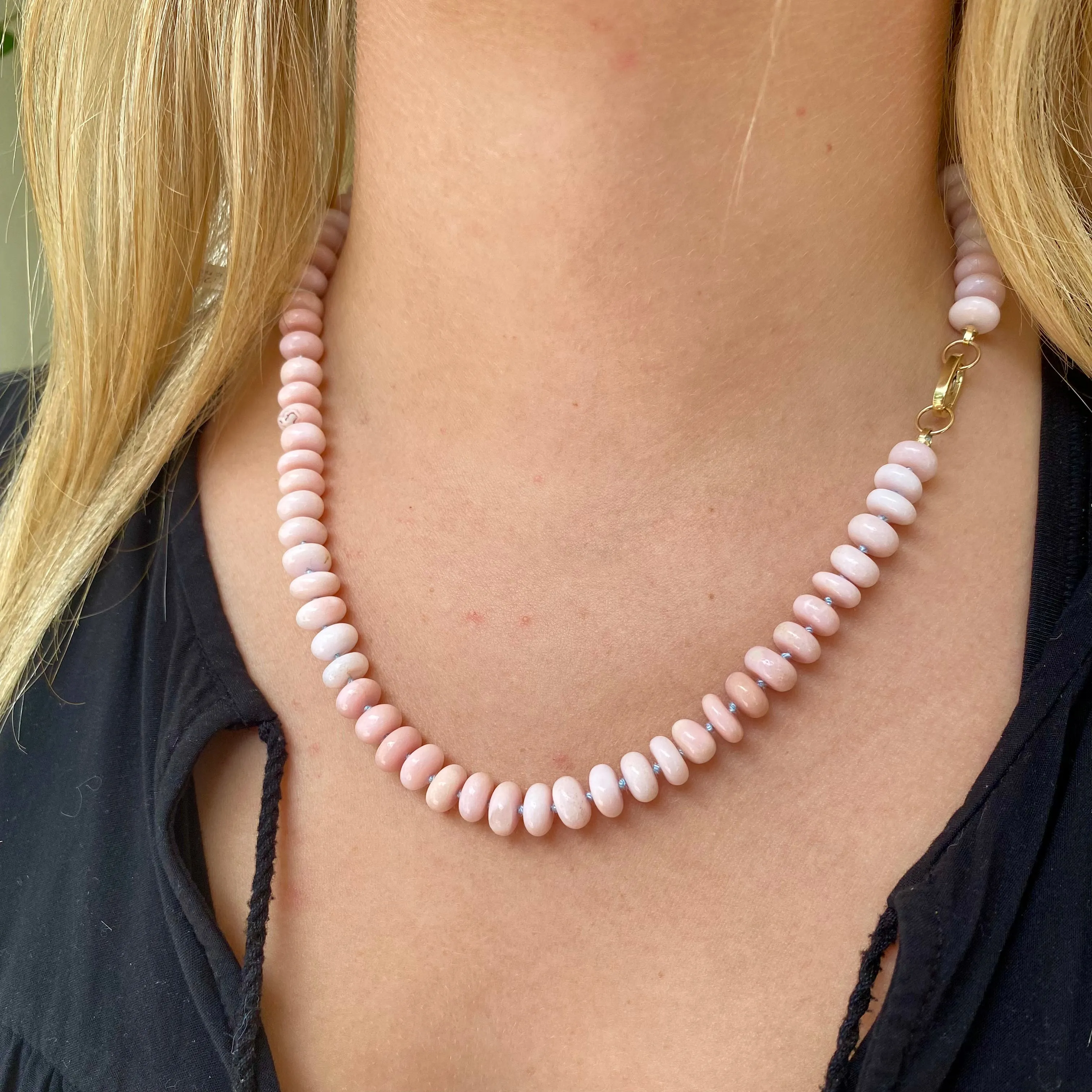Pink Opal Gemstone Bead Necklace
