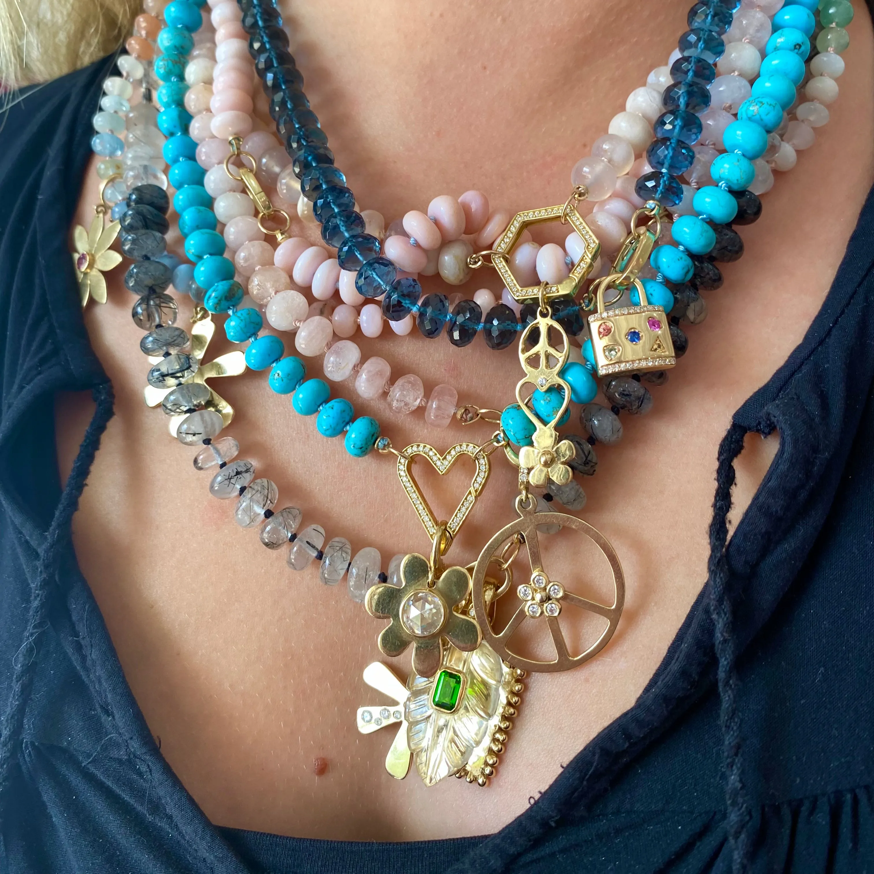 Pink Opal Gemstone Bead Necklace