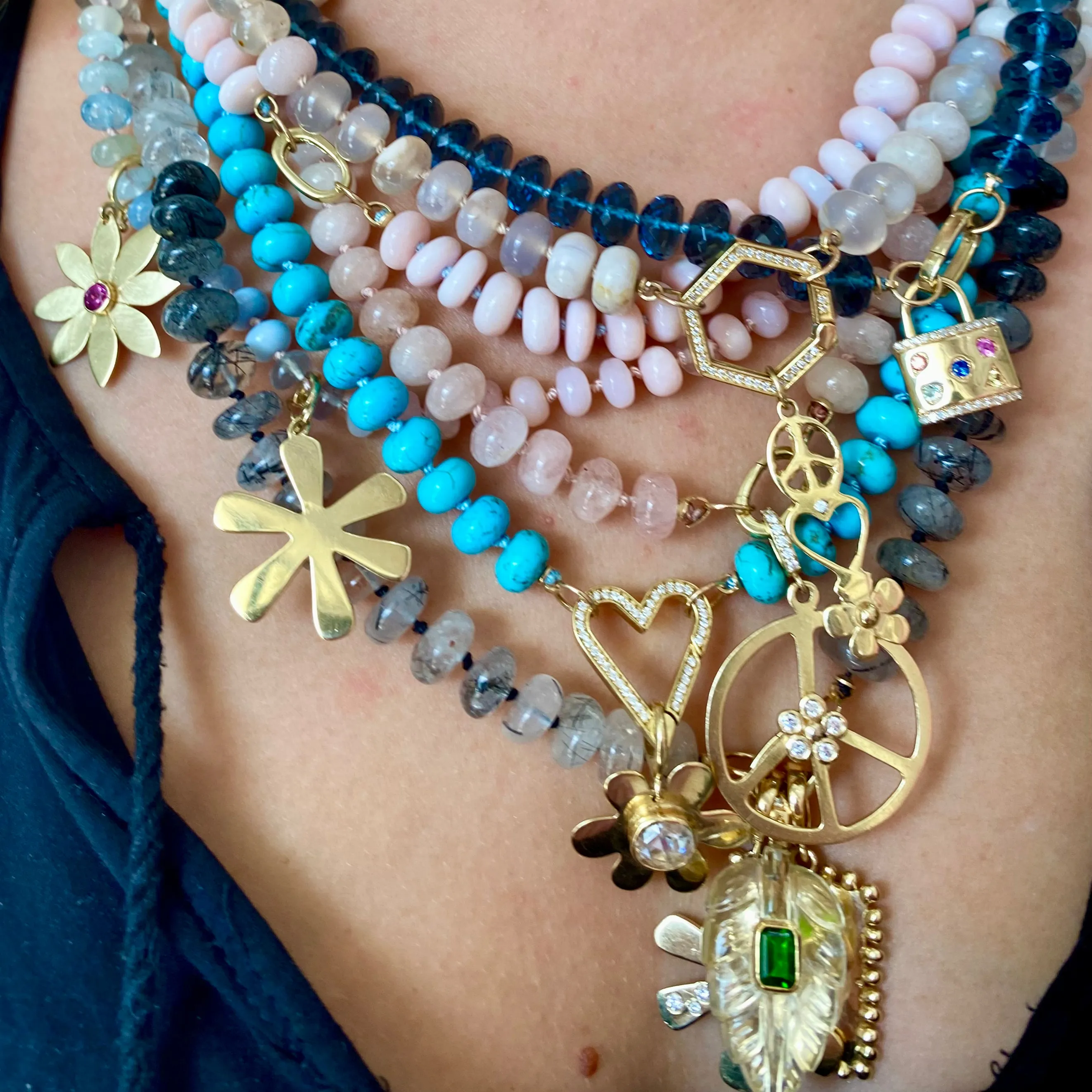Pink Opal Gemstone Bead Necklace