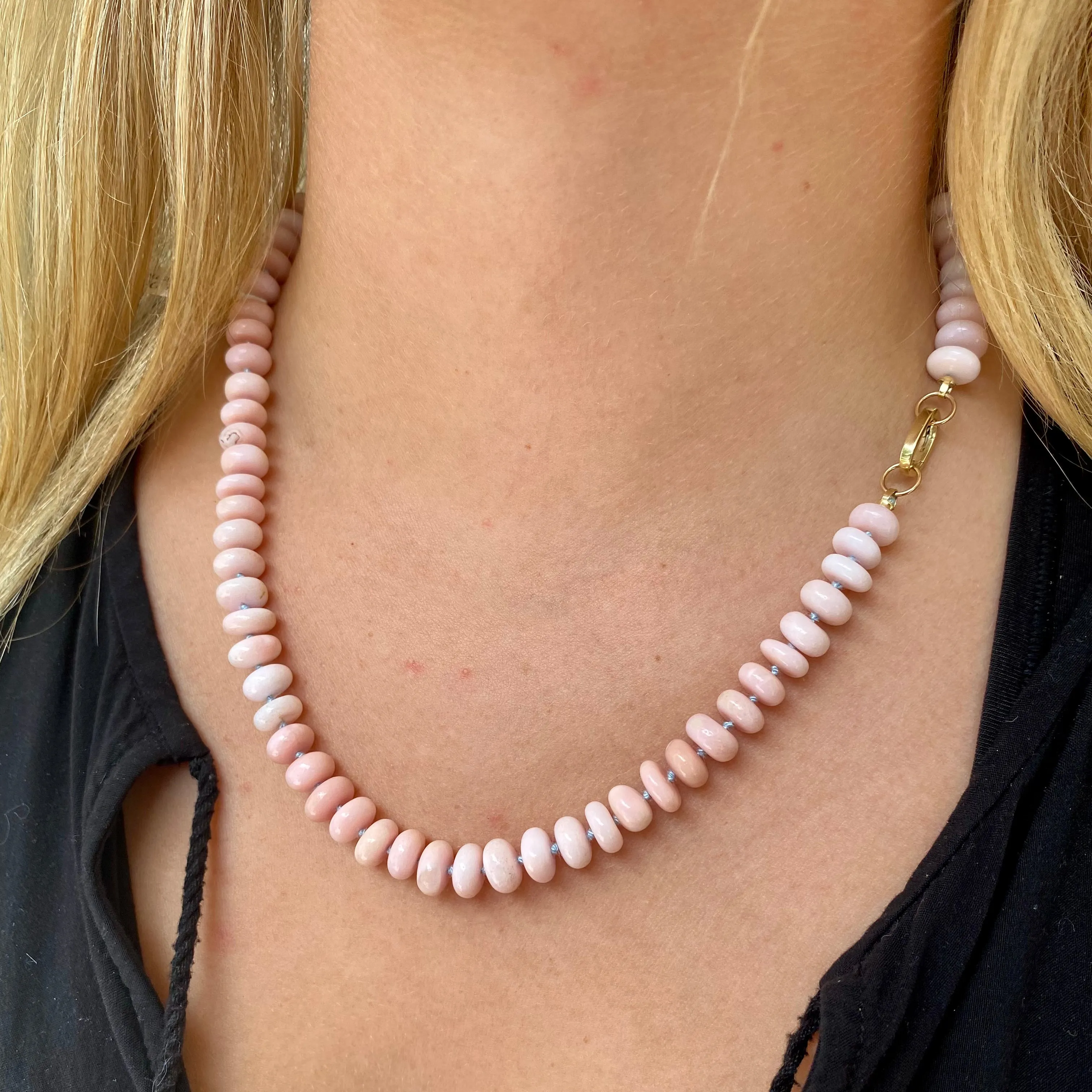 Pink Opal Gemstone Bead Necklace
