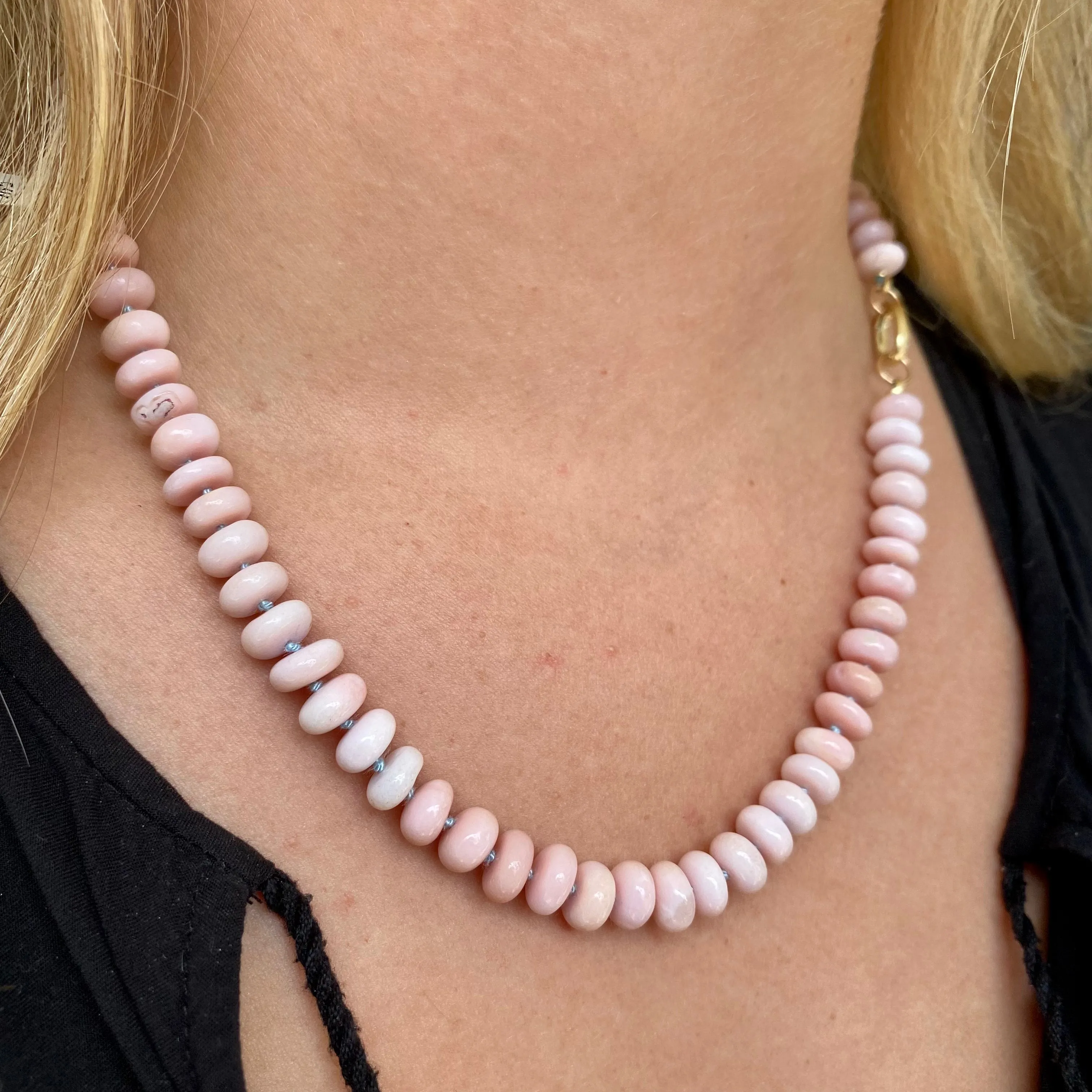 Pink Opal Gemstone Bead Necklace