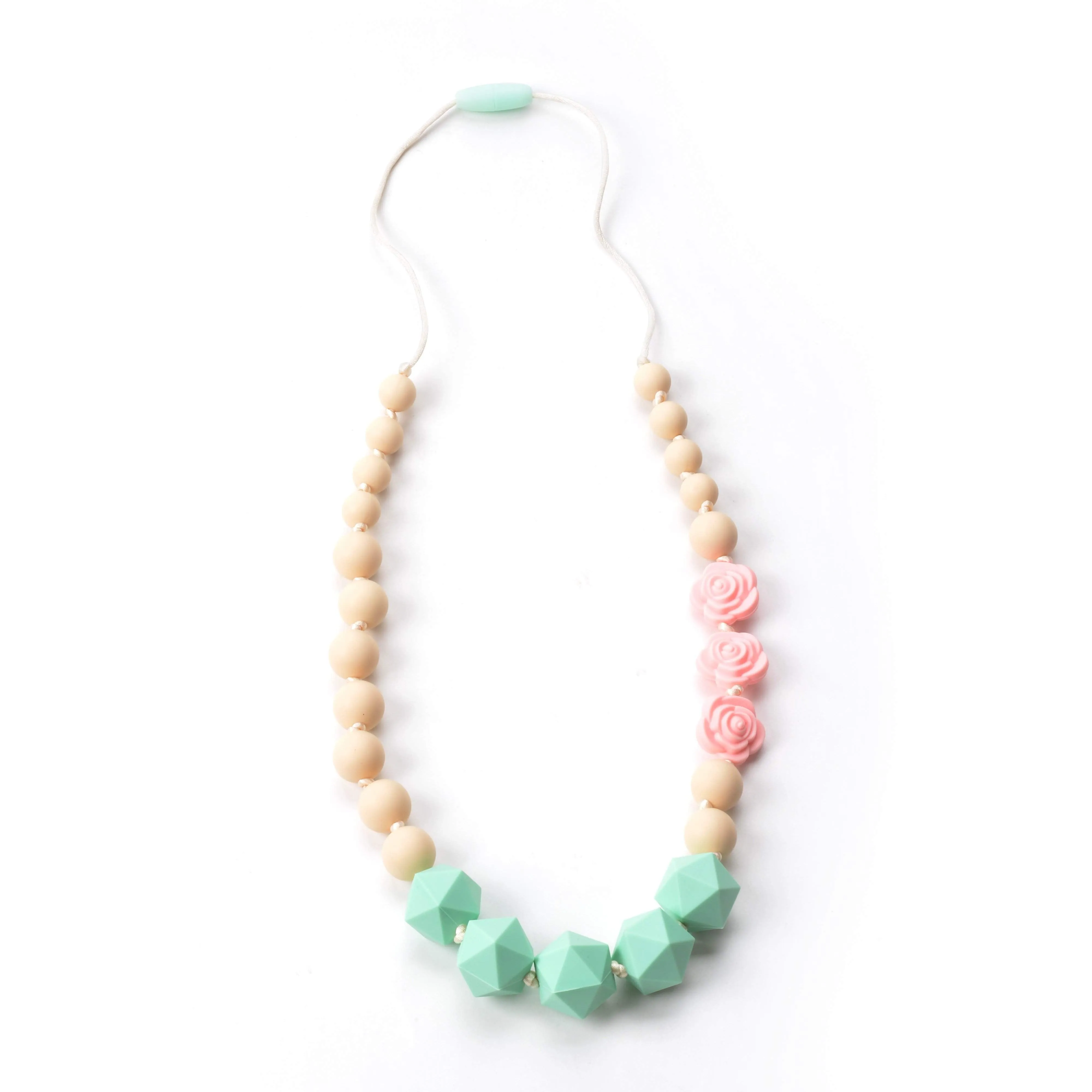 Pink Rose Silicone Teething Necklace
