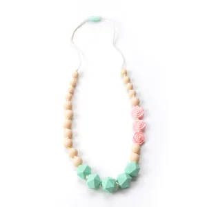 Pink Rose Silicone Teething Necklace