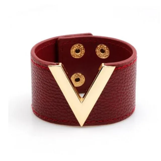 Punk Leather Gothic Rock Women Cuff Bracelet