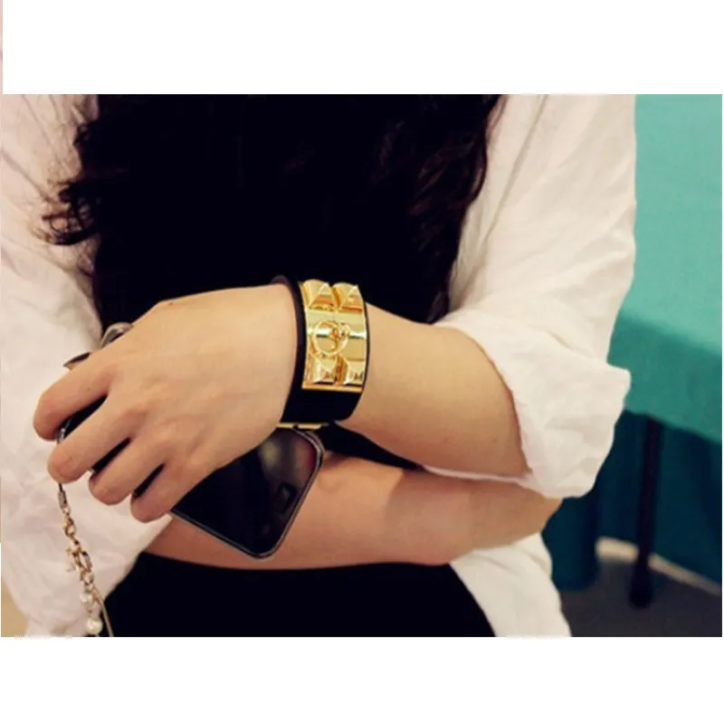 Punk Leather Gothic Rock Women Cuff Bracelet