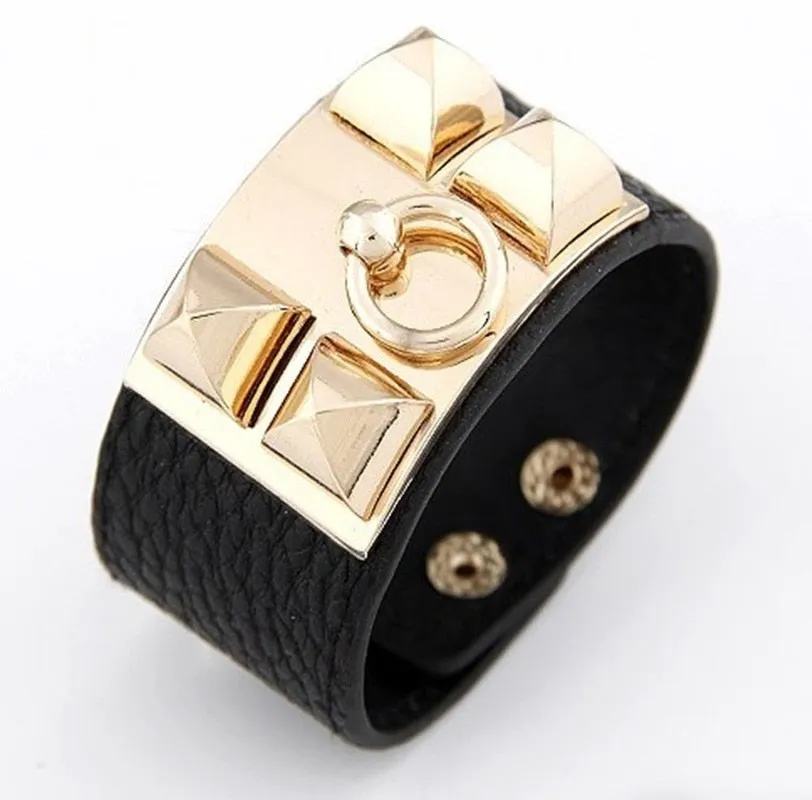 Punk Leather Gothic Rock Women Cuff Bracelet