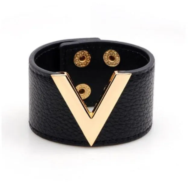 Punk Leather Gothic Rock Women Cuff Bracelet