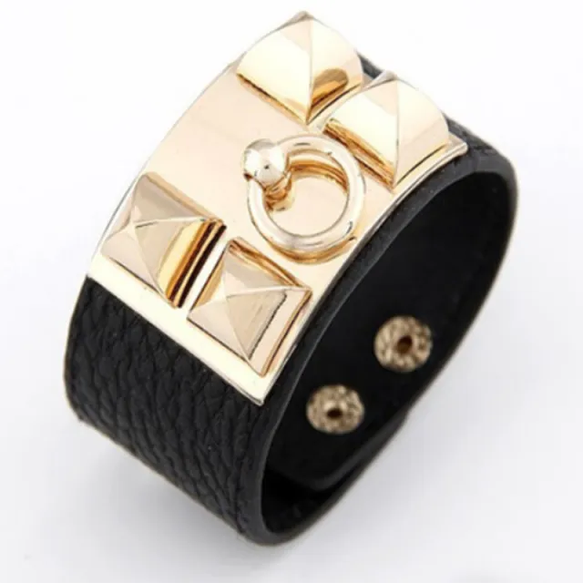 Punk Leather Gothic Rock Women Cuff Bracelet