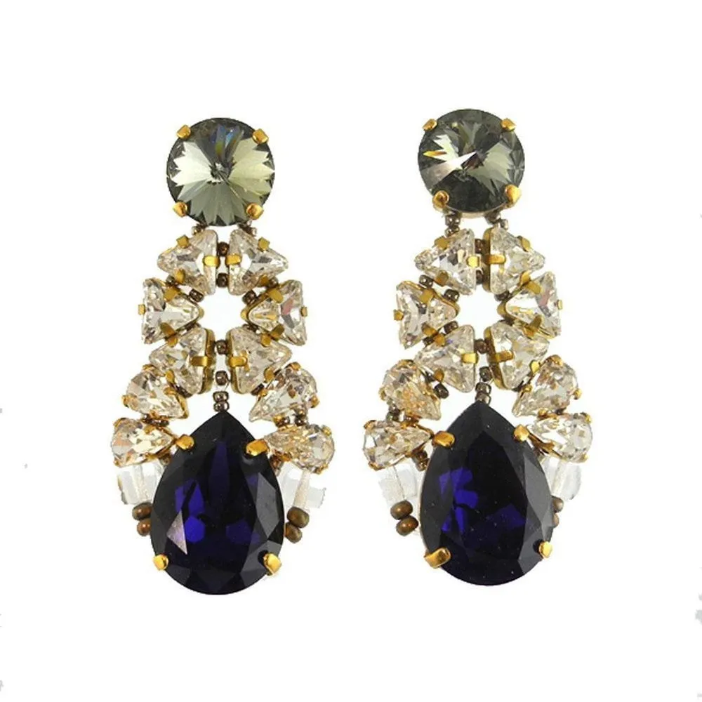 Purple Crystal Drop Earrings