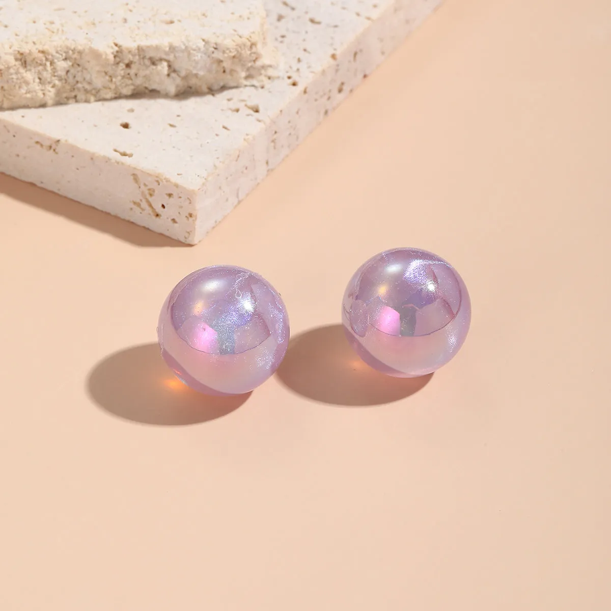 Purple Resin & Silver-Plated Stud Earrings