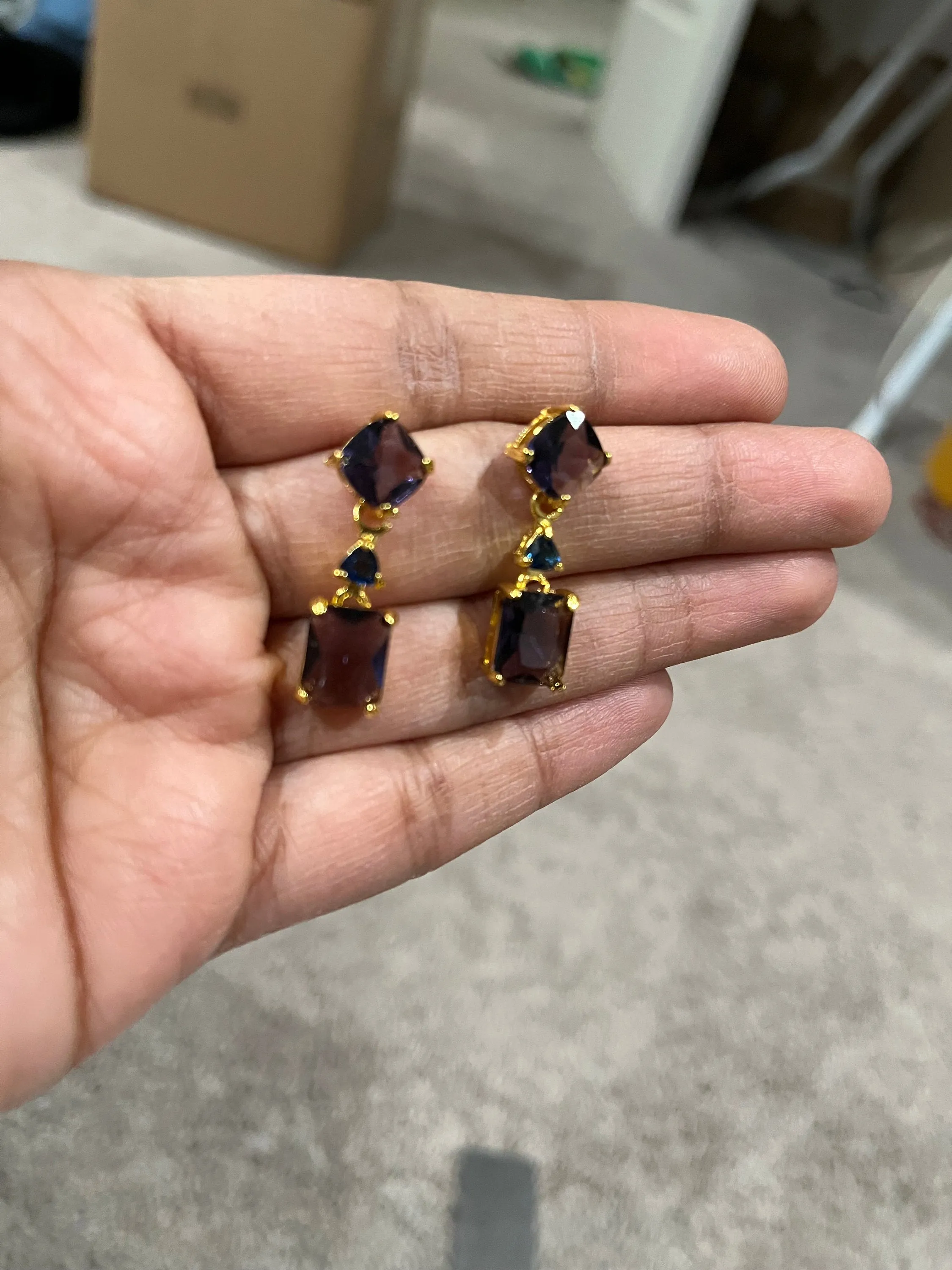Purple Rhinestone earrings , long purple crystal earrings , dark purple wedding earrings , eggplant gold rhinestone earring sparkling
