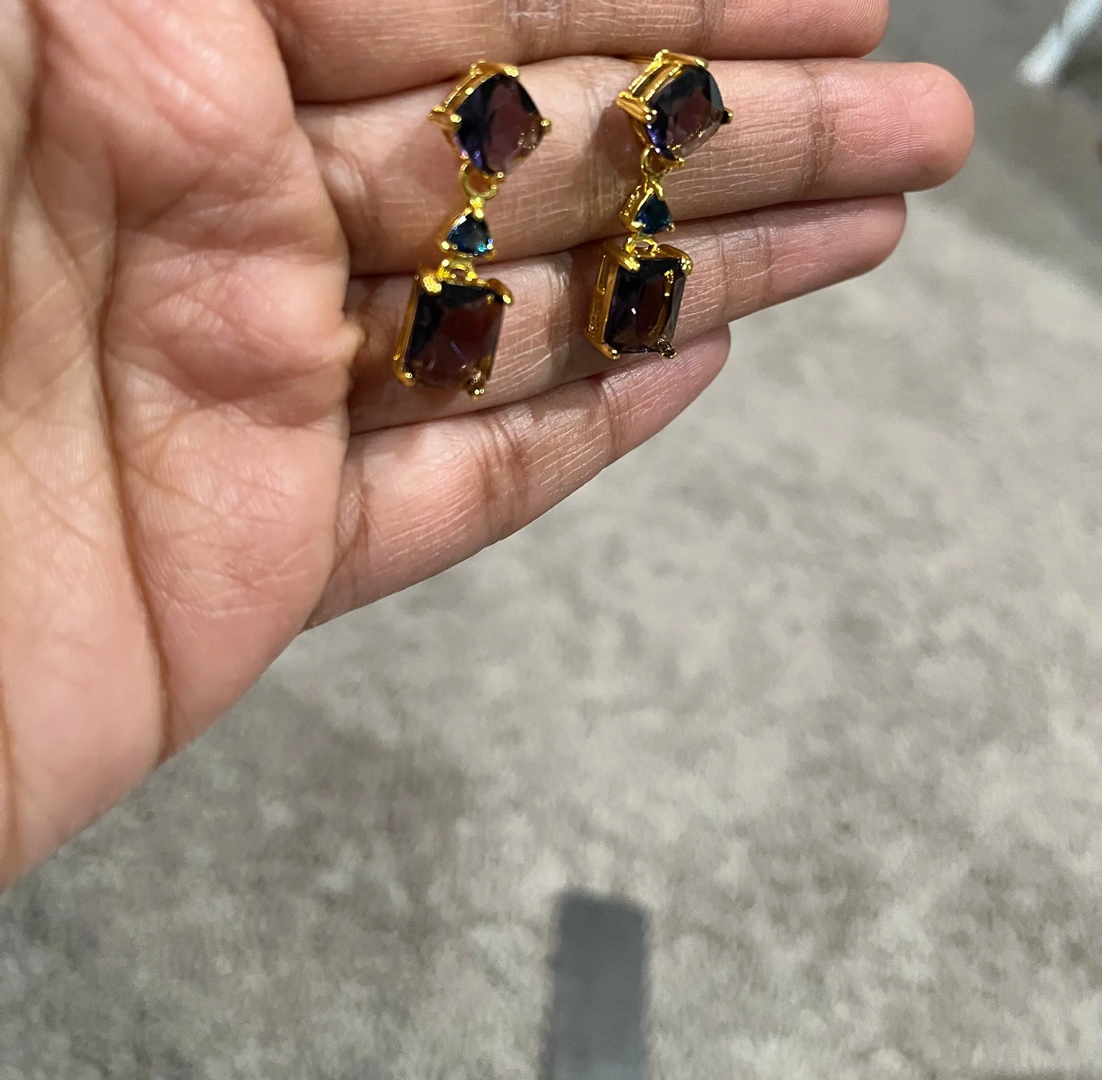 Purple Rhinestone earrings , long purple crystal earrings , dark purple wedding earrings , eggplant gold rhinestone earring sparkling