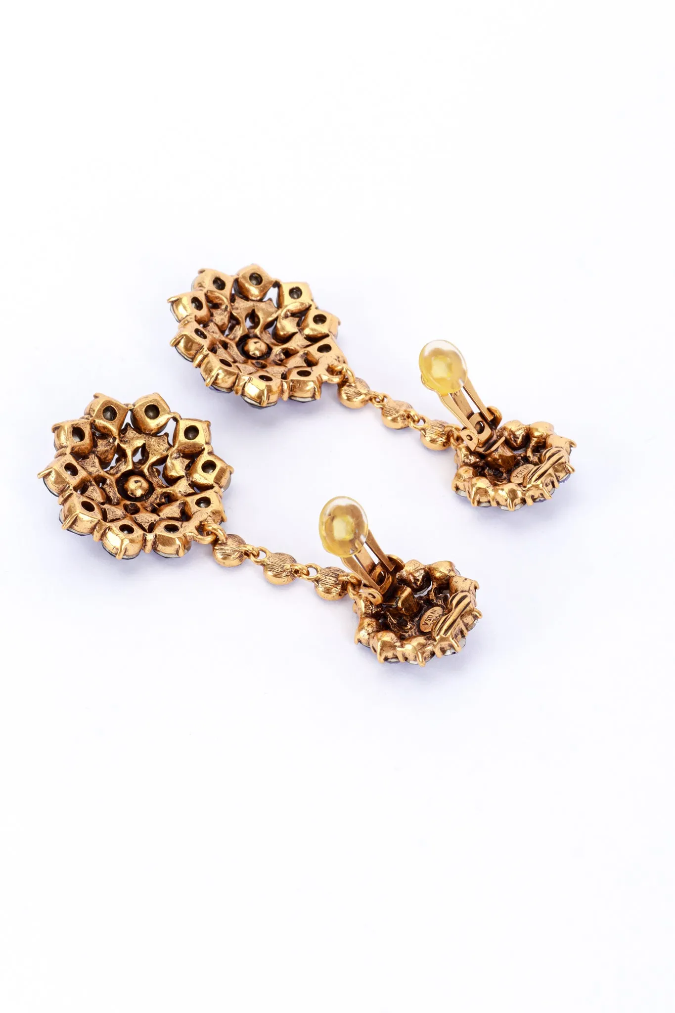 Purples Crystal Flower Burst Drop Earrings
