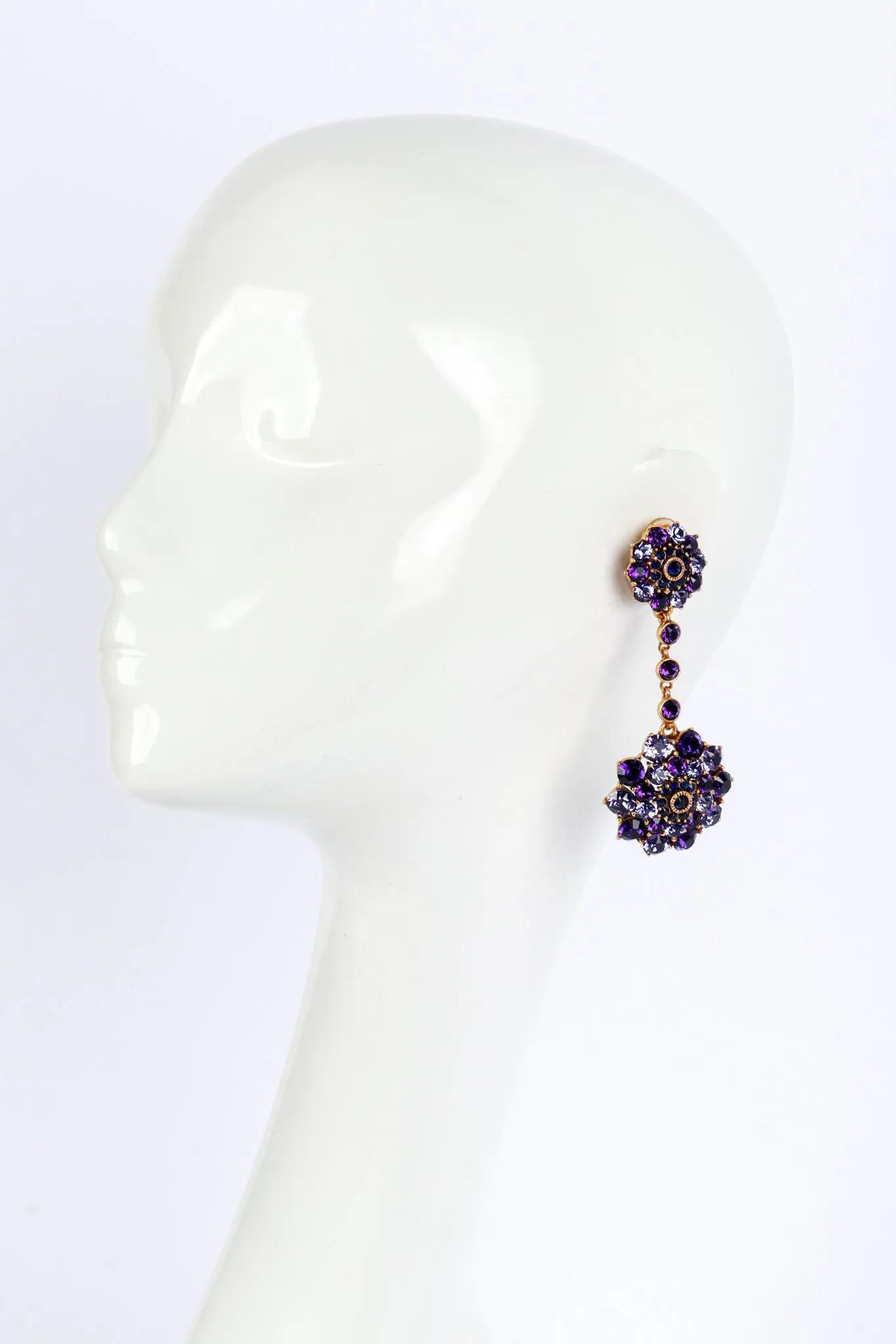 Purples Crystal Flower Burst Drop Earrings