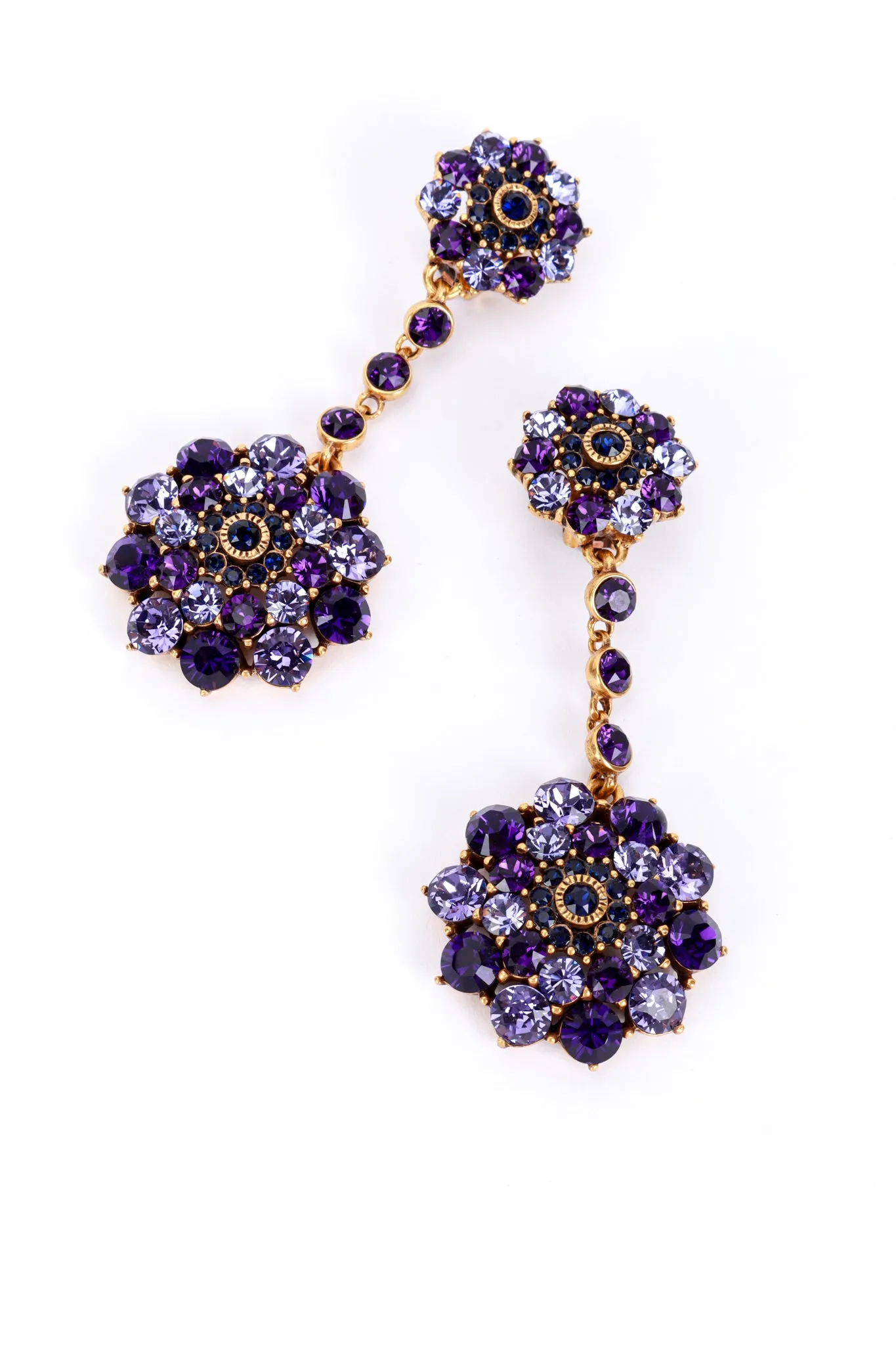 Purples Crystal Flower Burst Drop Earrings