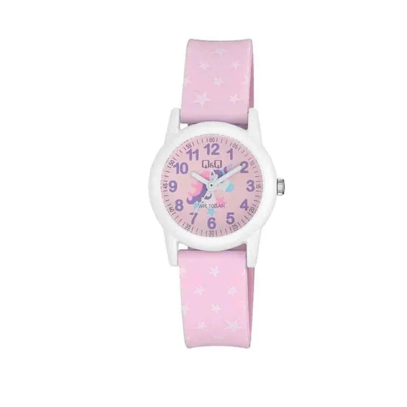 Q&Q VR99J013Y Kids Analog Watch with Pink Resin Band