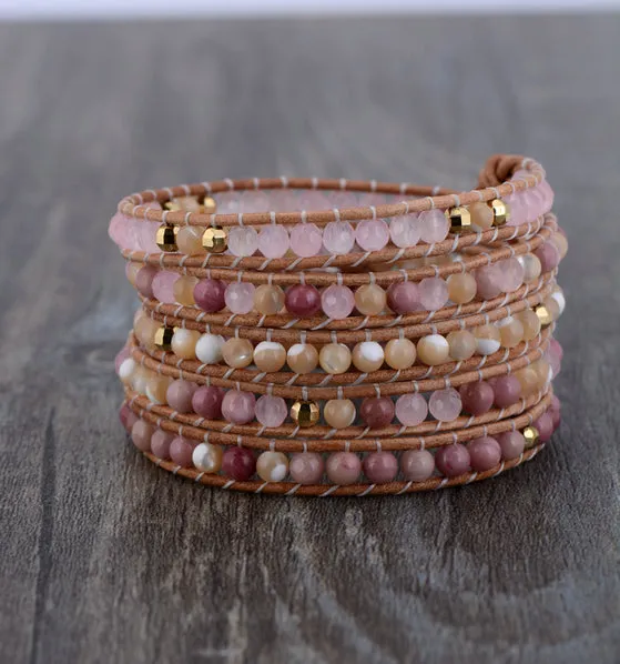 Quality Natural Stones Leather Wrap Bracelets