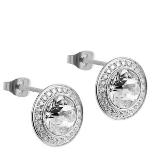 Qudo Tondo Deluxe Silver Earrings - Clear