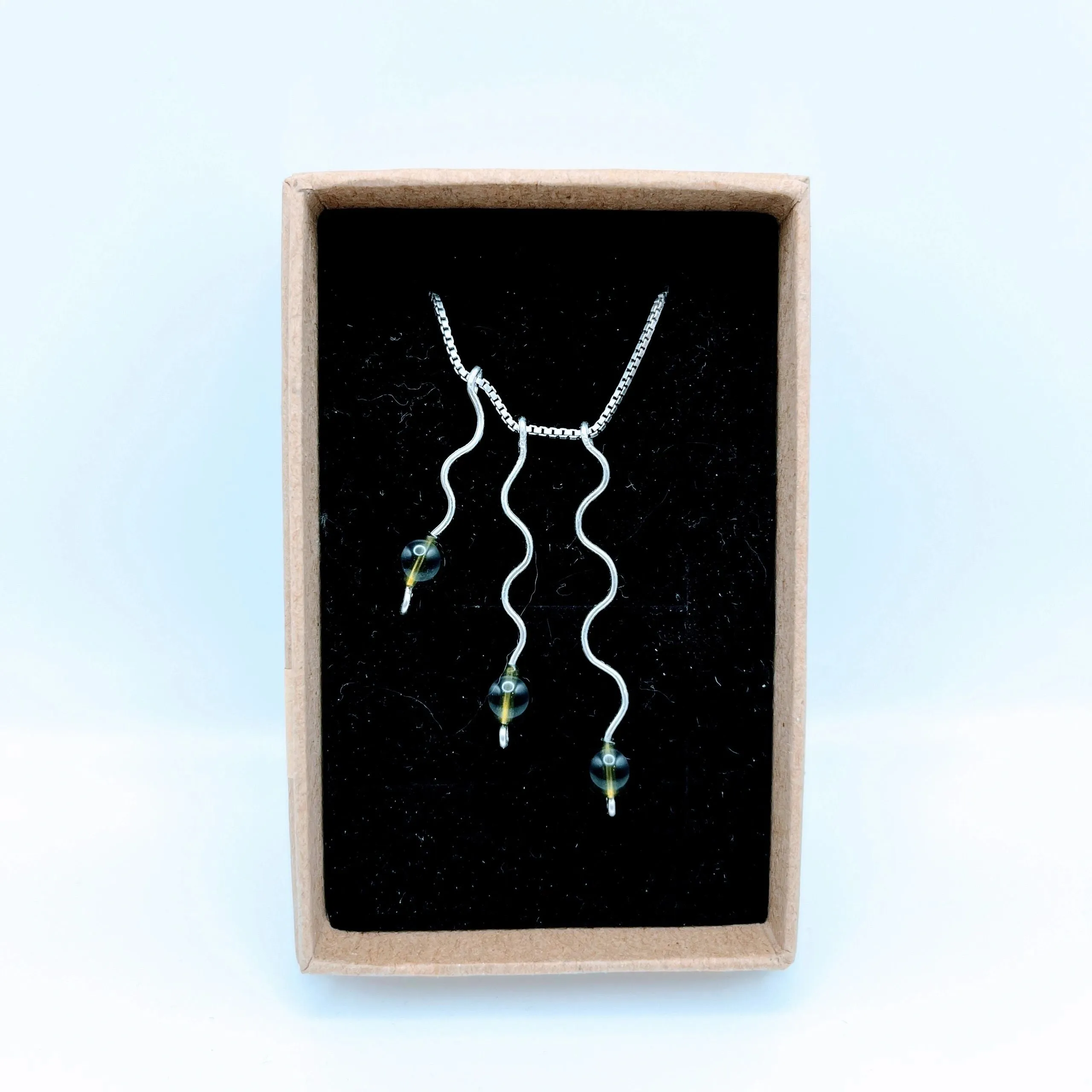 "Far-a-waves" | Moldavite Necklace and earrings | Transformation, Fortune, Protection