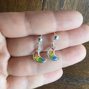 Rainbow Moon Stud Earrings - BG72