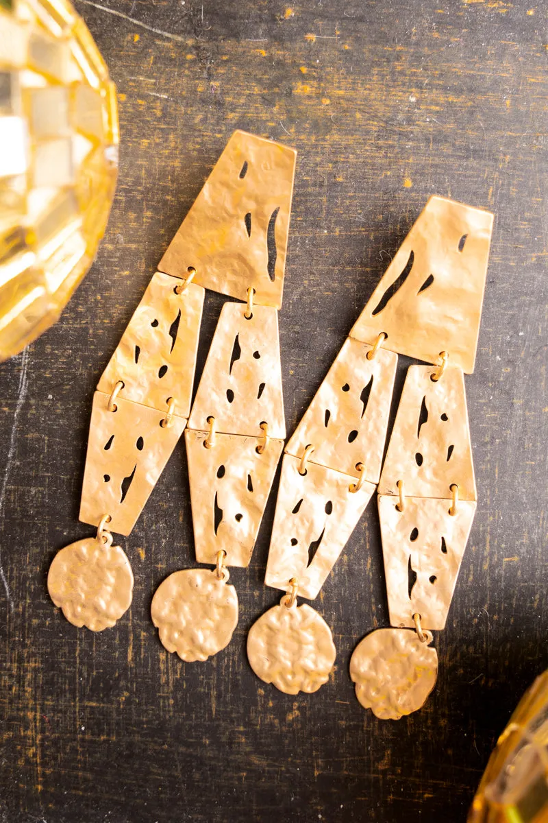 Ramona Hammered Goldtone Tiered Earrings