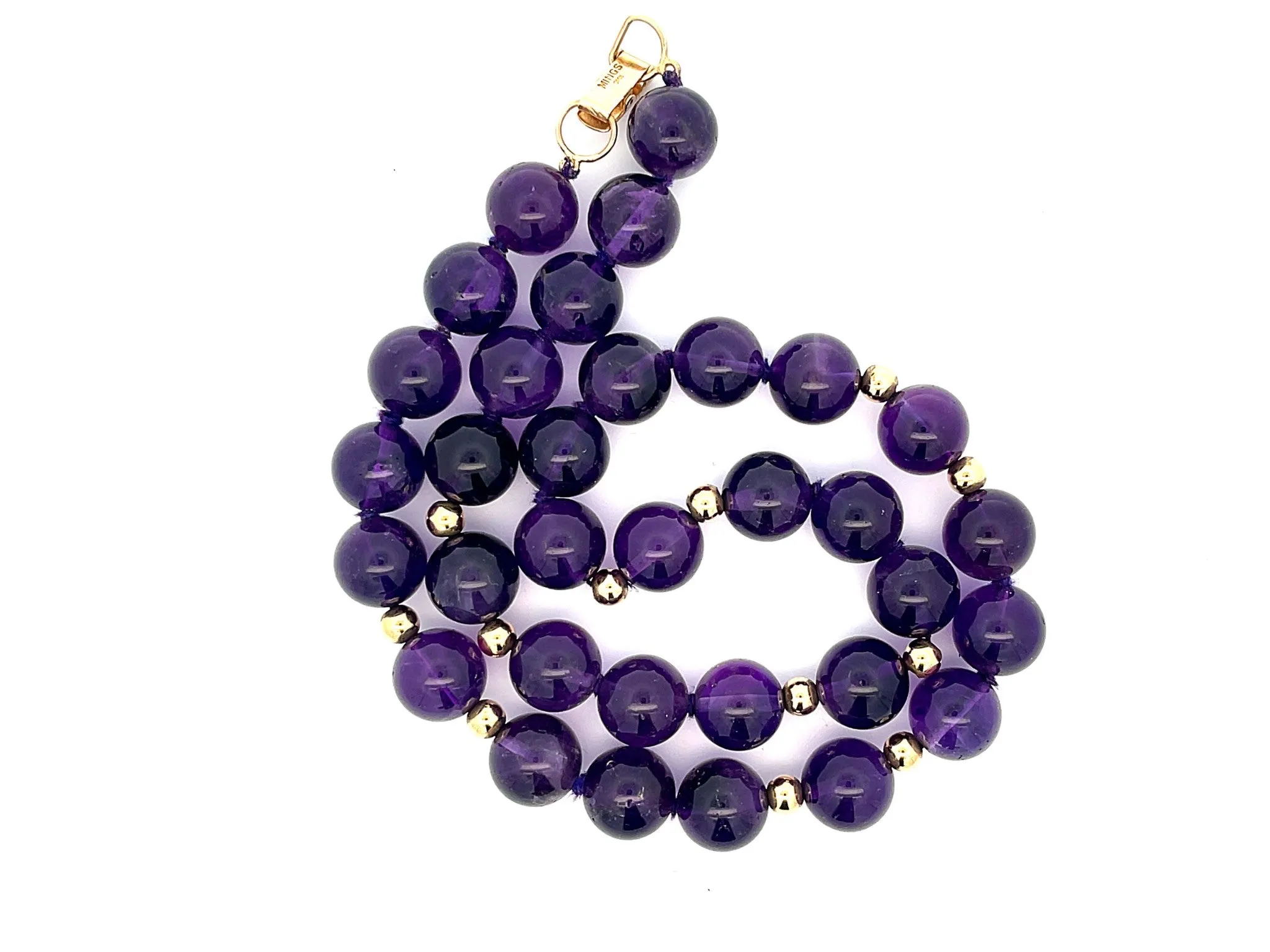 Rare Mings Hawaii Amethyst and Gold Bead Strand Necklace