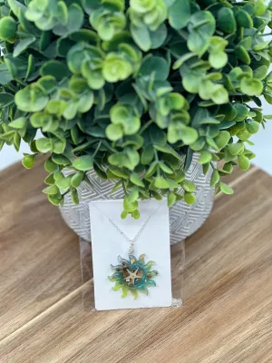 Real OBX Sand and Mini Starfish in Resin Sun Necklace