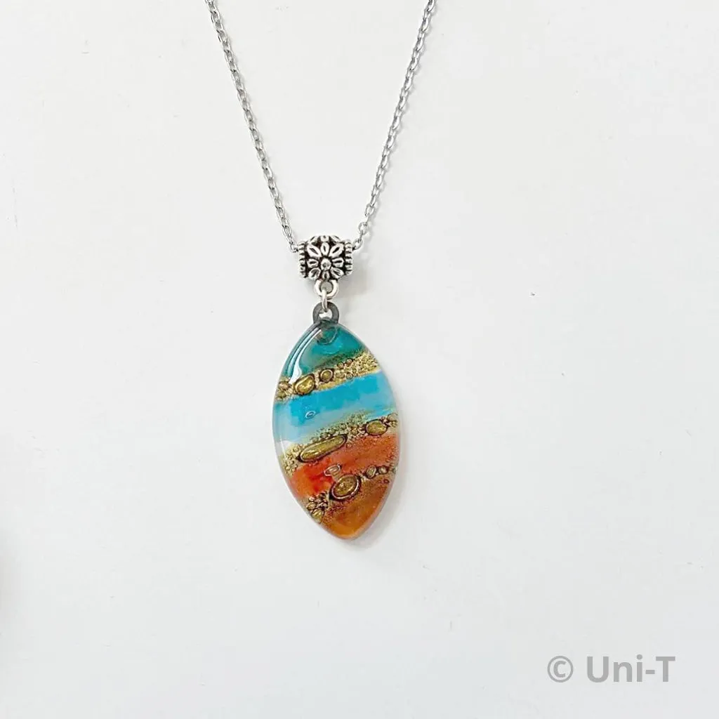 Recycled Fused Glass Necklaces - Oval