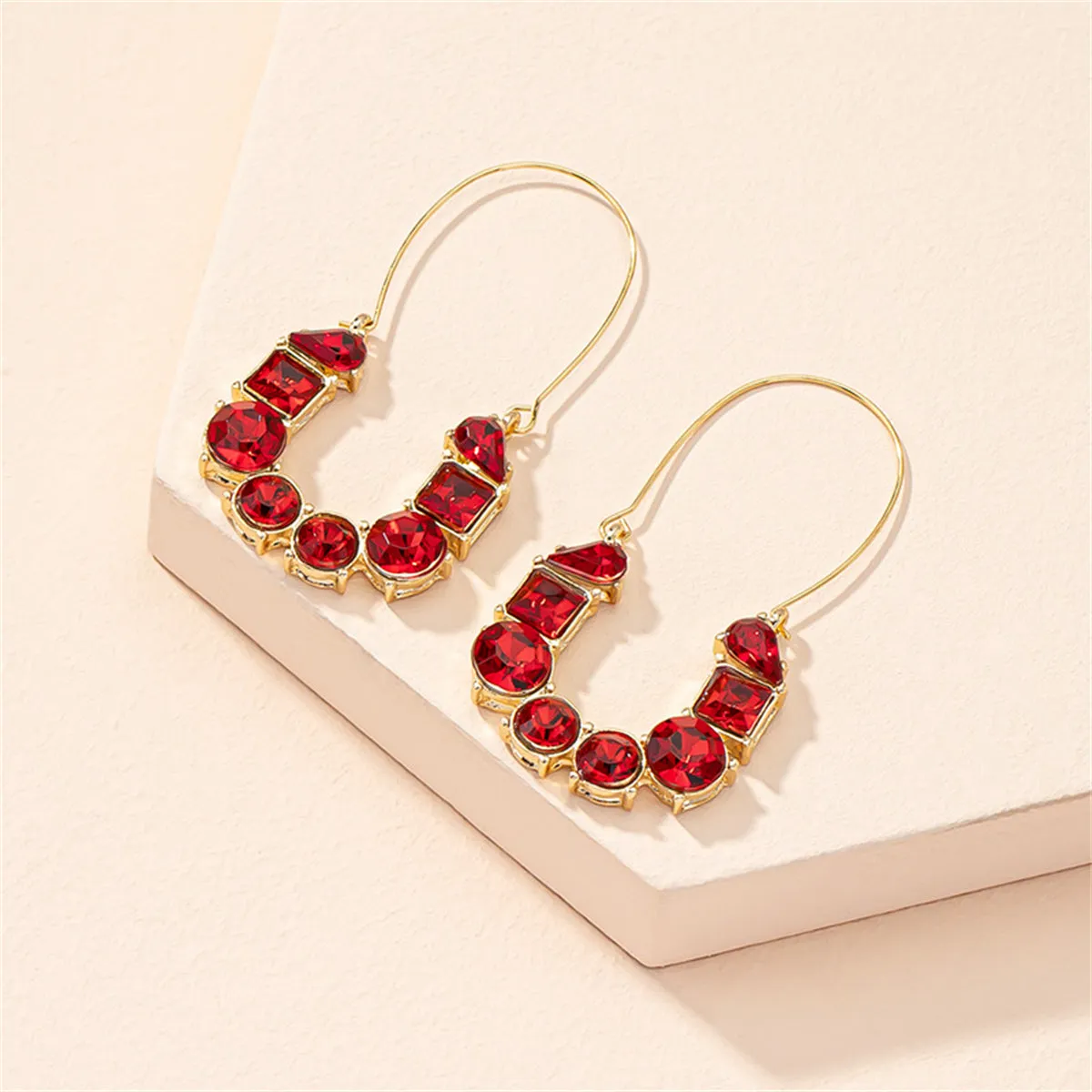 Red Crystal & 18K Gold-Plated Drop Earrings