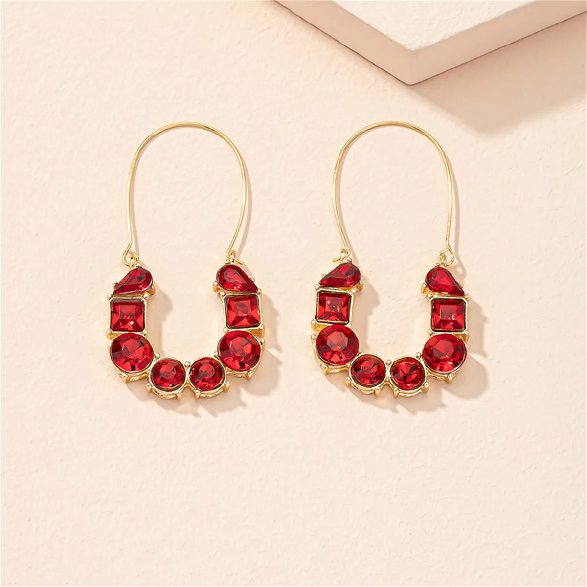 Red Crystal & 18K Gold-Plated Drop Earrings