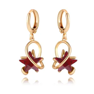 Red Crystal & 18K Gold-Plated Star Drop Earrings