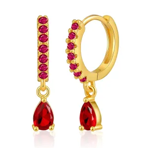 Red Crystal & Cubic Zirconia Huggie Earrings