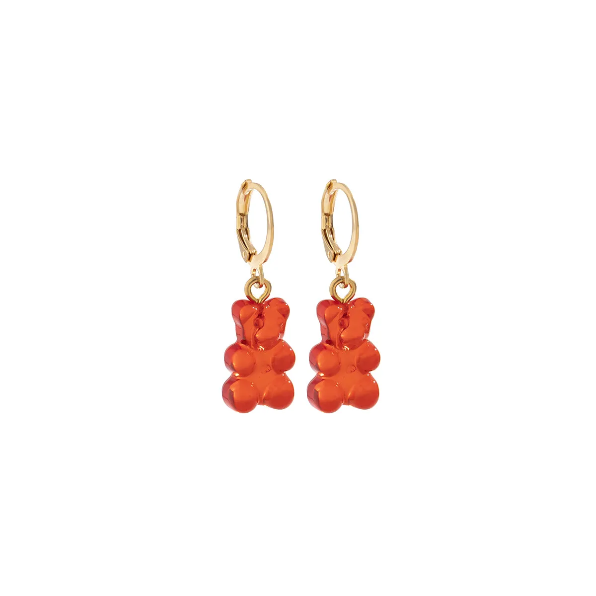 Red Resin & 18K Gold-Plated Bear Huggie Drop Earrings
