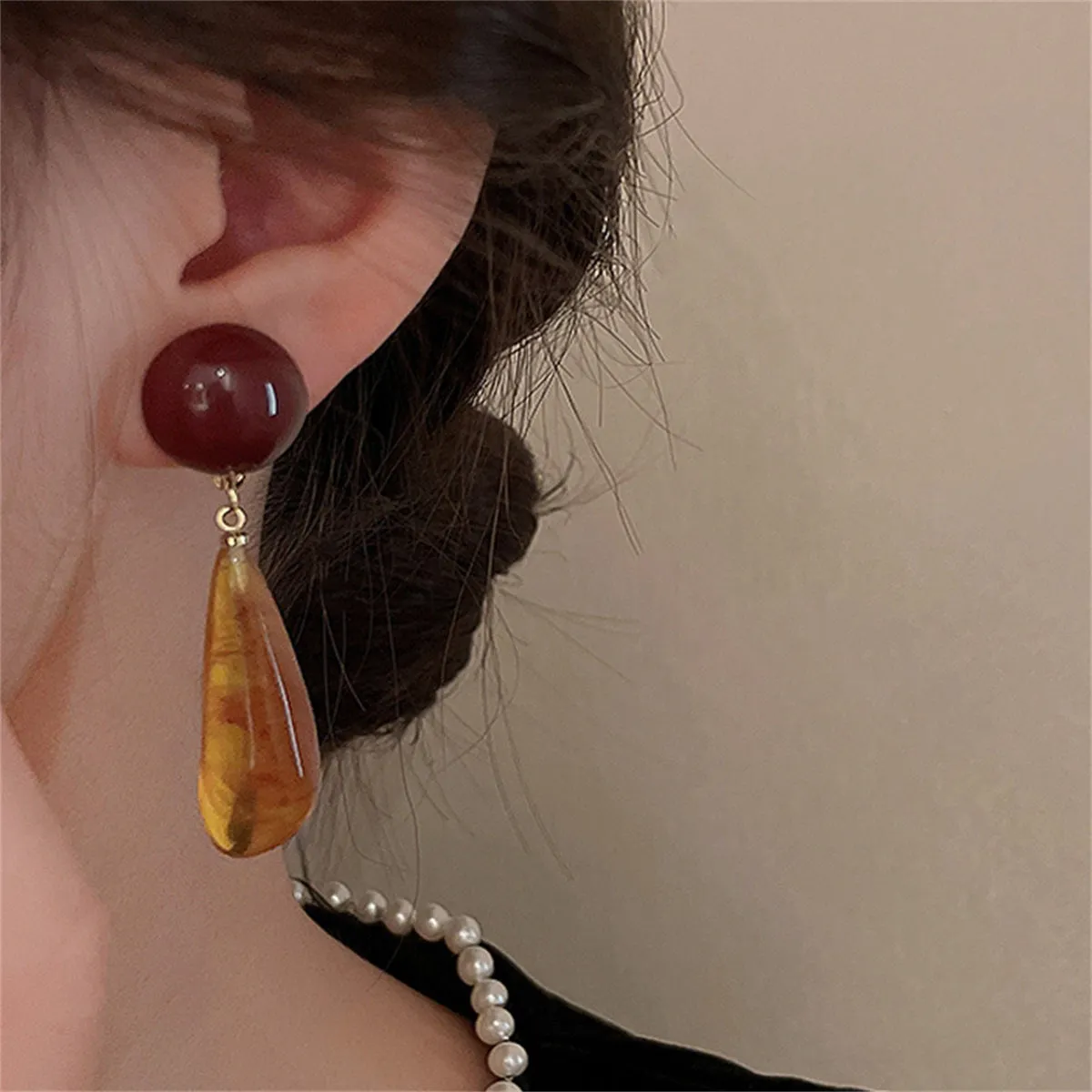 Resin & 18K Gold-Plated Drop Earrings