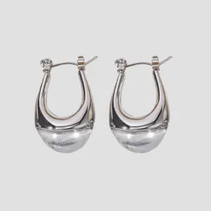 Resin Oval Earrings - Clear/Silver